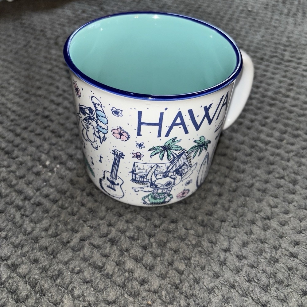 Disney Lilo & Stitch Hawaii Coffee Mug 20oz Silver Buffalo Ceramic Blue White